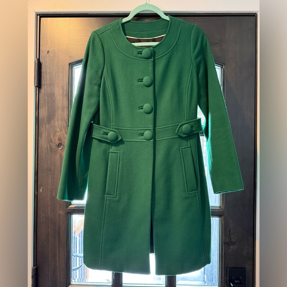 Elegant Emerald Green Wool Coat